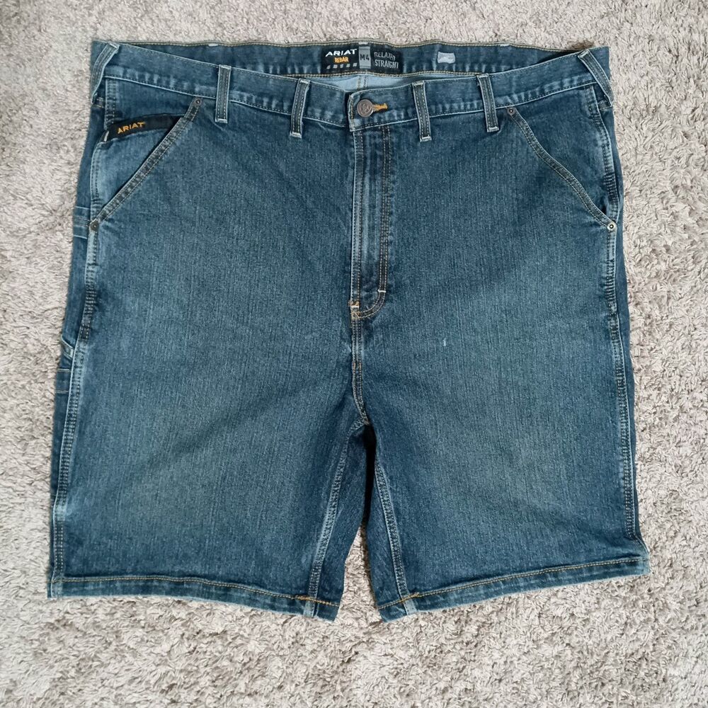 Ariat Men's Rebar M4 Denim Shorts Size 46 Blue Relaxed Fit Work Wear Heavy Duty